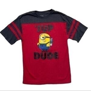 Minions Short Sleeve T-shirt Baseball tee red gray stripes boys Size 18